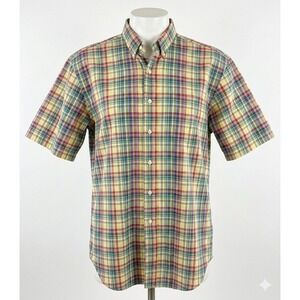 Polo Ralph Lauren Shirt Men XL Classic Fit Madras Plaid Short Sleeve Button Down
